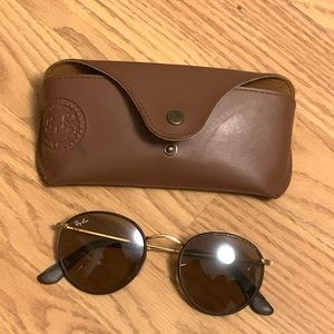 Rayban round leather wrapped sunglasses